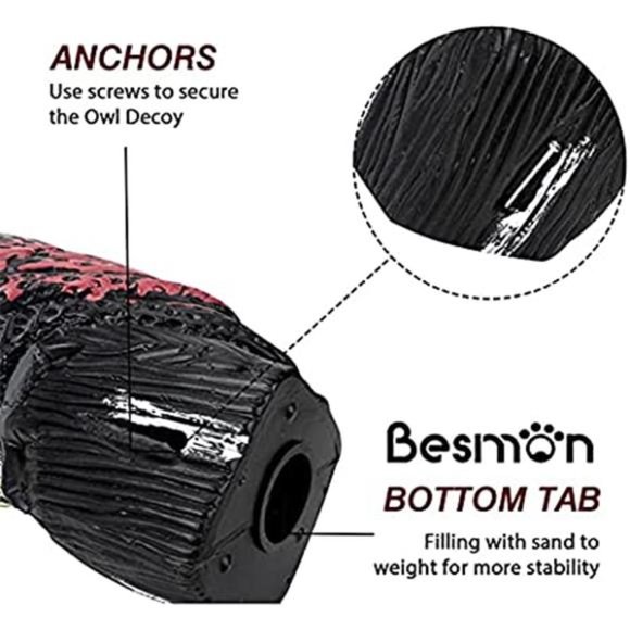 Plastic Owl Scarecrow Sculpture with Rotating Head for Garden Yard Outdoor - Picture 3 of 7